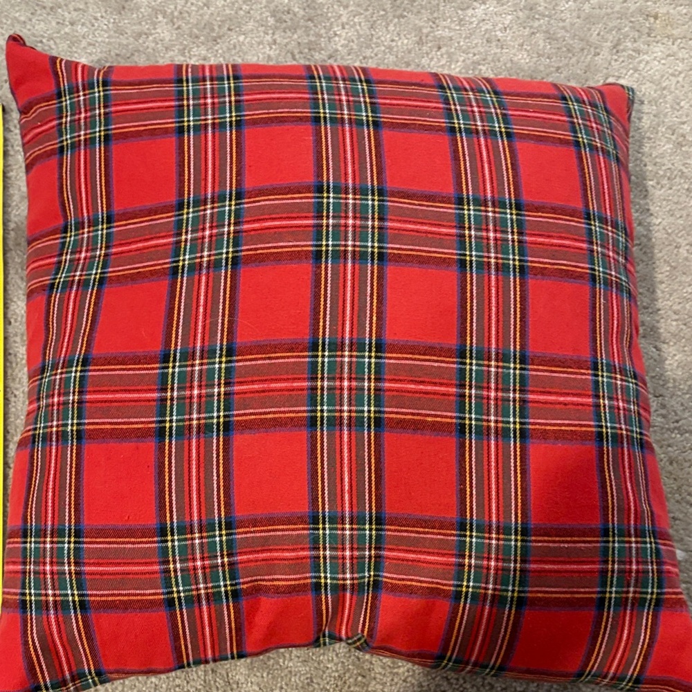 Plaid Red and Green and black Pillow